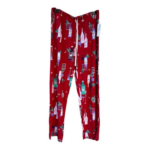 NWT Hue Sleepwear Women's Winter Cocktails Mid Rise Pajama pants Soft Warm Print - Picture 1 of 4